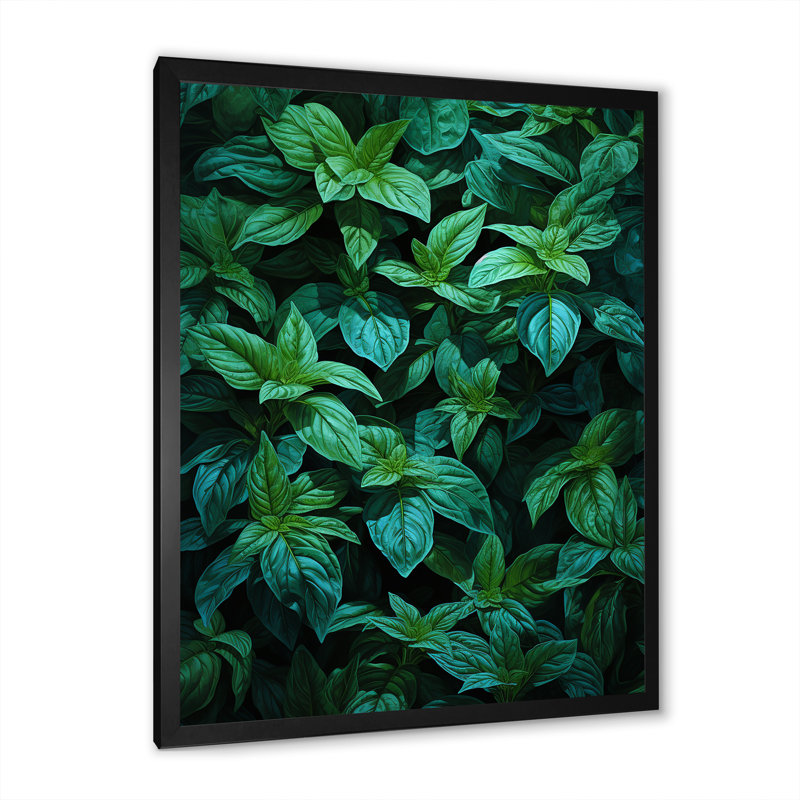 Herbes, menthe poivrée brise 3 - Art floral, Cadre simple noir, H 20 po x l 12 po x P 1 po