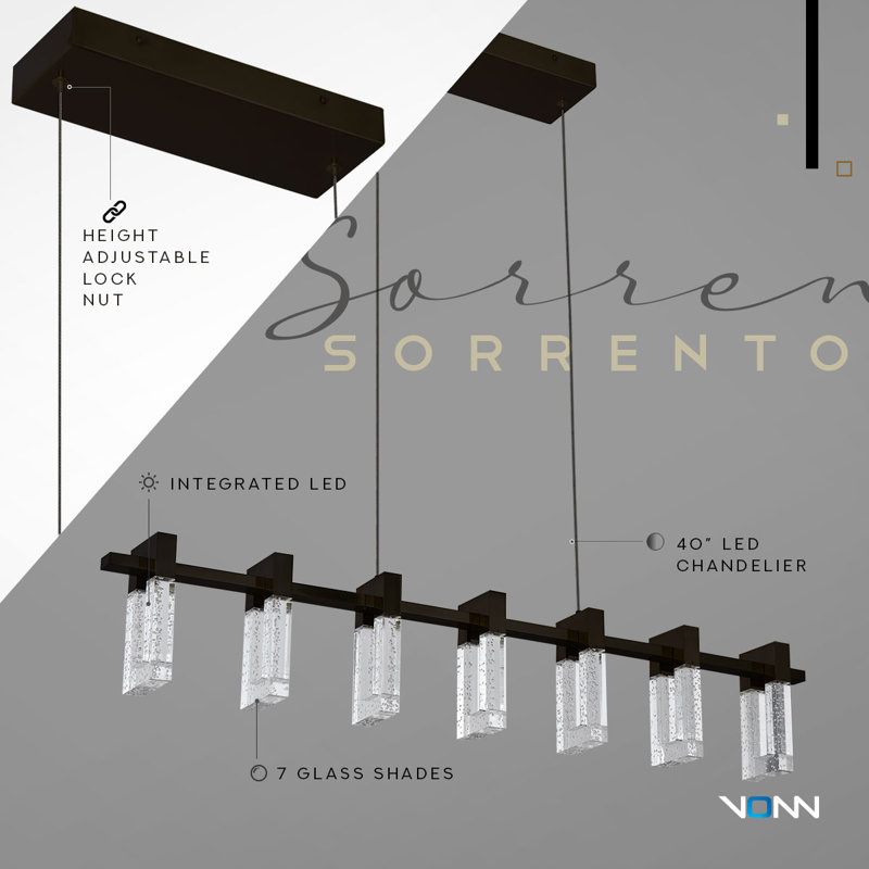 Sorrento Black Crystal Bubble Effect 40-inch LED Linear Chandelier