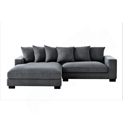 Luxe Oversized Two-Piece Left Facing Sectional Couches For Living Room, 102.4-Inch L Shaped Sofa With Chaise, Upholstered With Corduroy Fabric, Dark Grey