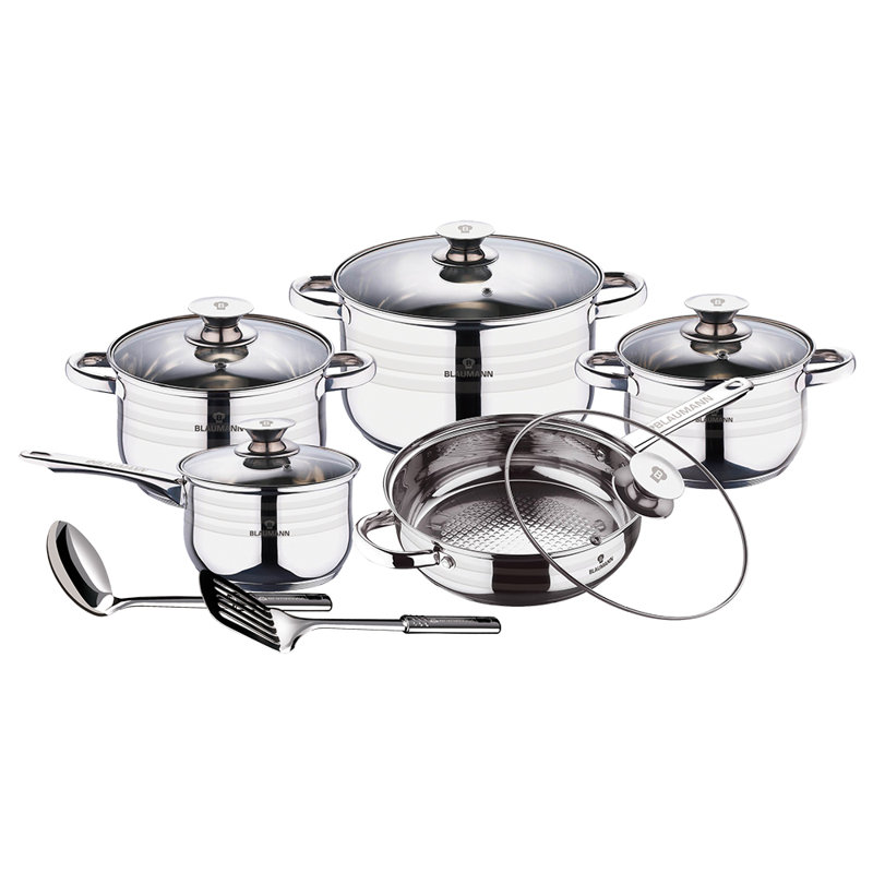 12 - Piece Non-Stick Stainless Steel Cookware Set