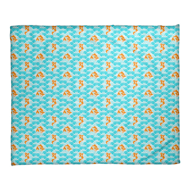 Couverture polaire Katelyn Elizabeth Koi, l 52,5 po x L 62,5 po, Bleu sarcelle