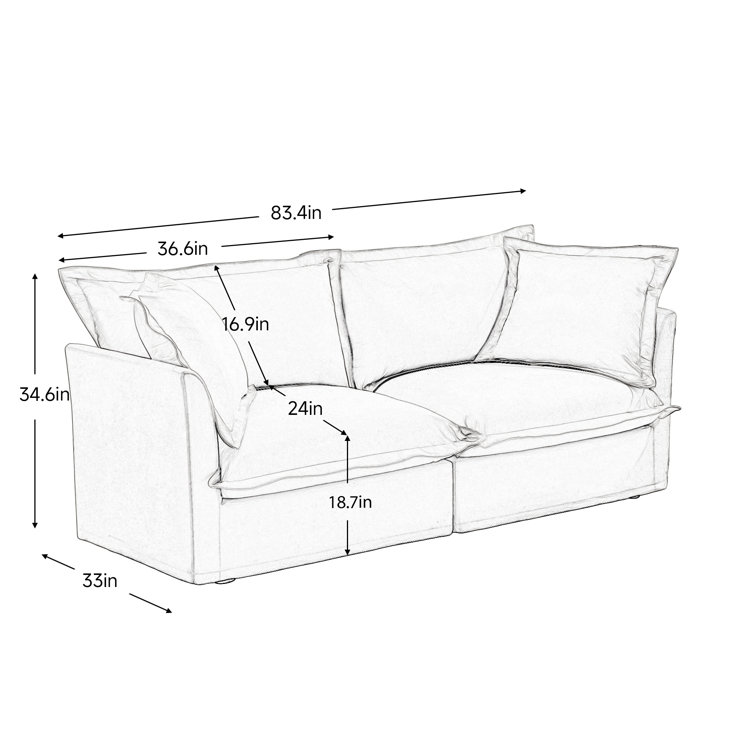 3 Piece Sofa Set Oversized Sofa Comfy Sofa Couch, 2 Pieces Of 2 Seater And 1 Piece Of 3 Seater Sofa For Living Room, Deep Seat Sofa