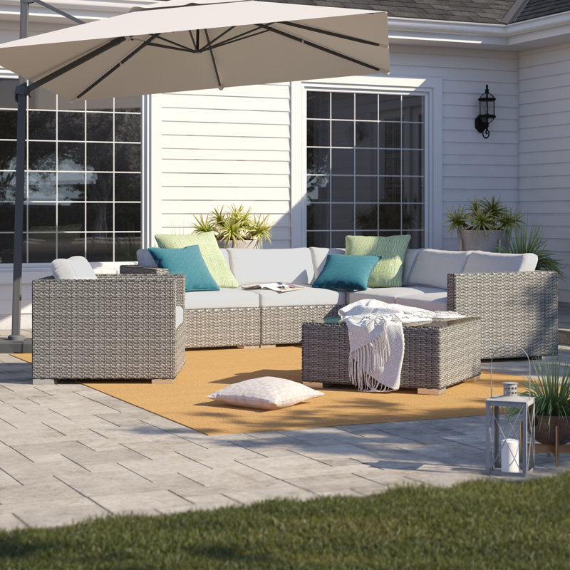Minisci 6 - Person Patio Conversation Set with Cushions, Silver Grey