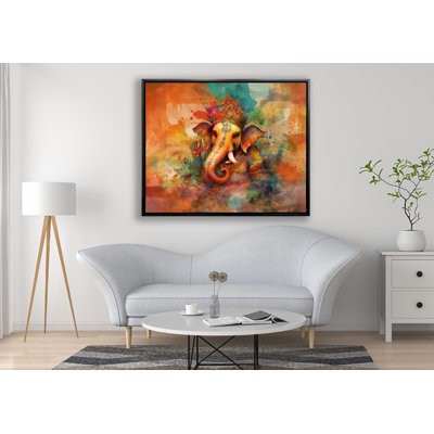 Ganesh Indian Wall Art In Floating Frame-