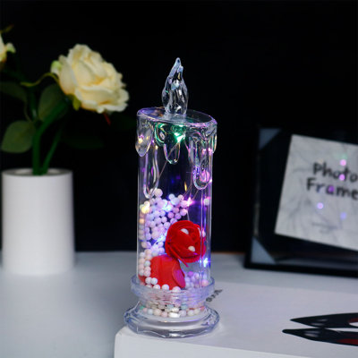 LED Simulation Electronic Candle Ins Transparent Rose Small Night Light Bedroom Bedside Girl Heart Decoration Decorations