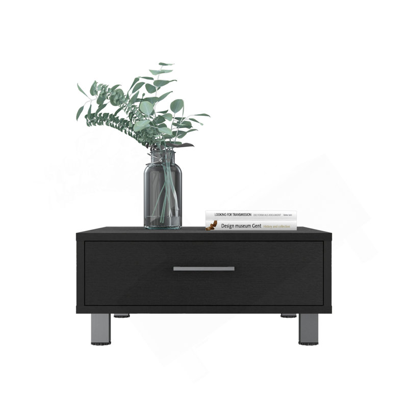 Coffee Table, One Drawer, Four Legs, Black
