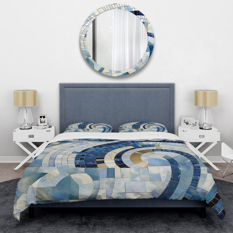 Ensemble de housse de couette Gold Constructing Blue Realms IV - Abstract Shapes