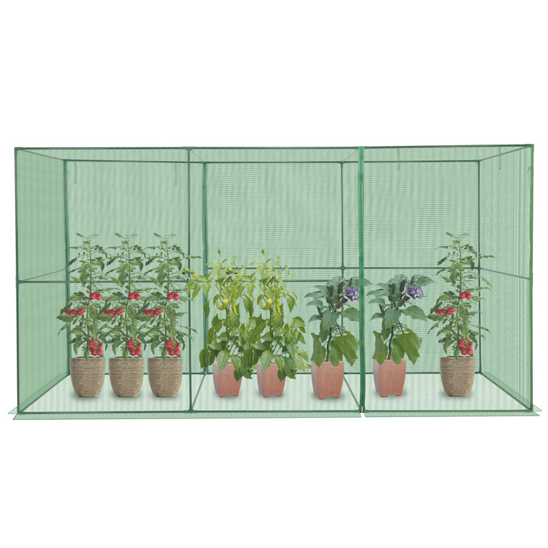 Plant Protection Netting Cage with Zipper Door, 180cm H x 370cm W x 120cm D