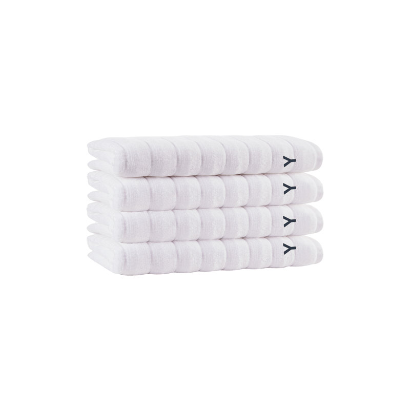 Brooks Brothers Vague 4 pcs Wash Towels, White, Wash Towels - 4 Pack, Y