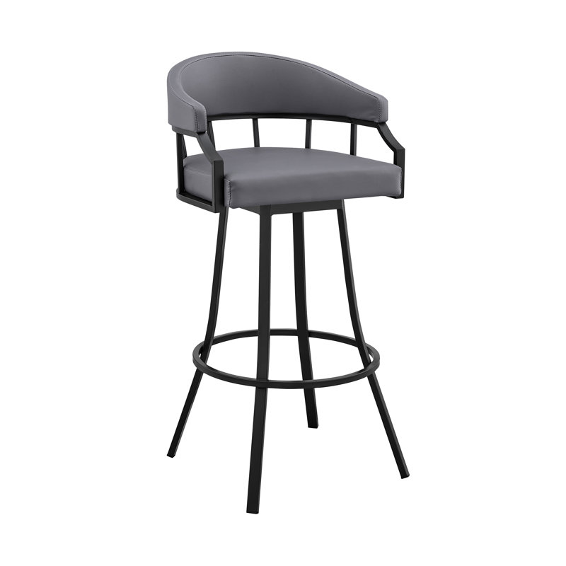 Tabouret de bar Heuvelton, Tabouret de bar (assise de 30 po de hauteur), Gris ardoise, Argent argent