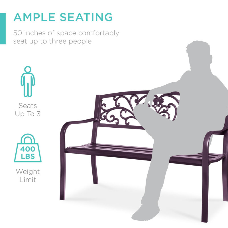 Banc de jardin en acier pour l'extérieur, Mauve