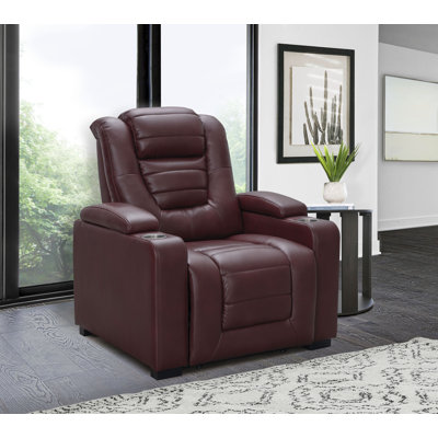 Siège de cinéma inclinable électrique en cuir véritable de 39 po de largeur avec porte-gobelet Ketcha