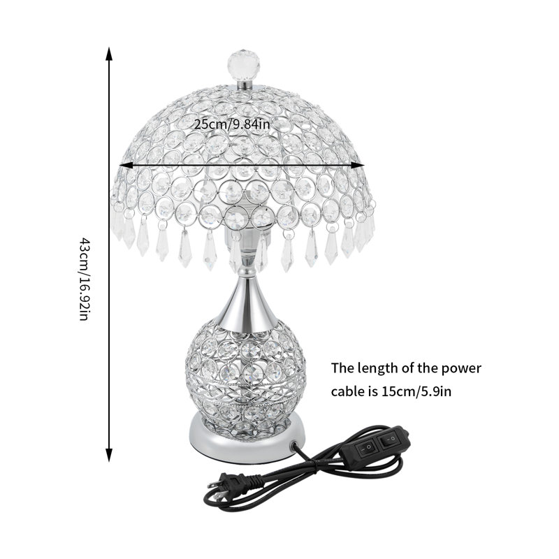 Lampe de table en cristal Jywon, Argent argent, Argent argent