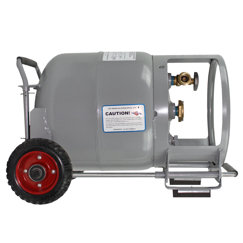 Flame King 20LB Horizontal Vertical Propane Tank with Premium OPD, Built-in Gauge, Dolly Cart Wheels