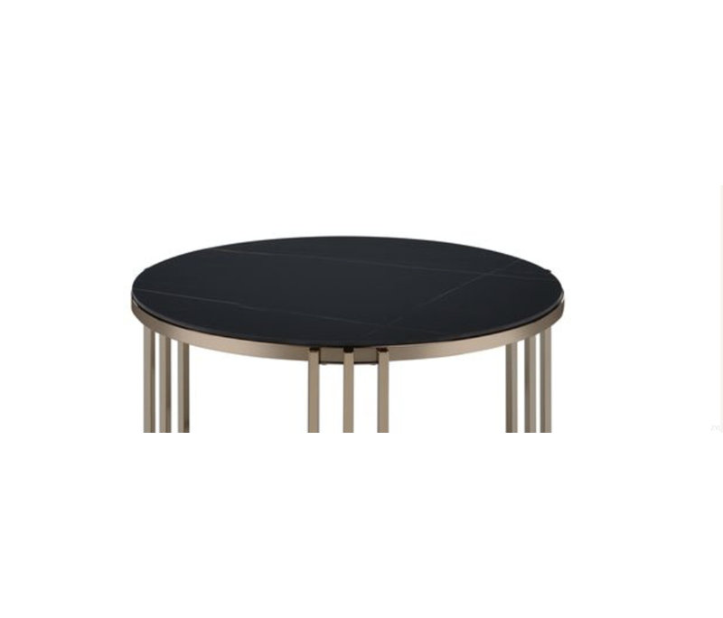 Sintered Stone Top & Champagne Finish End Table