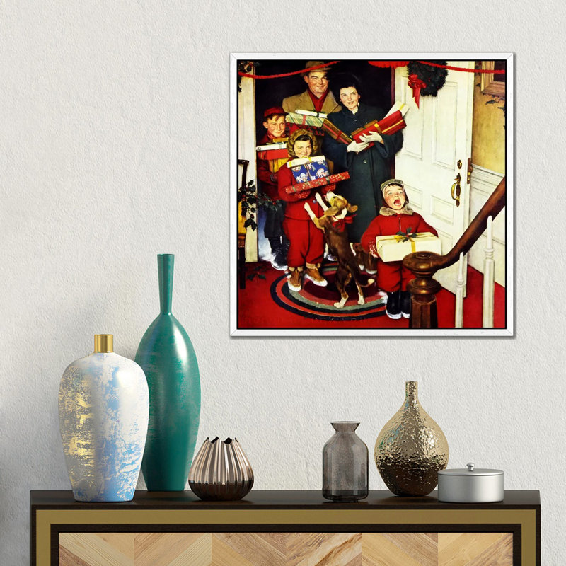 Norman Rockwell - Print on Canvas, 45.72 cm H x 45.72 cm W, White Framed