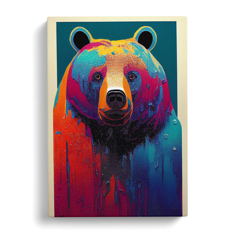 XV1022-4057X Splashed Bear No.3 Abstract - Print, Wrapped Canvas, 50cm H x 35cm W, No Matte