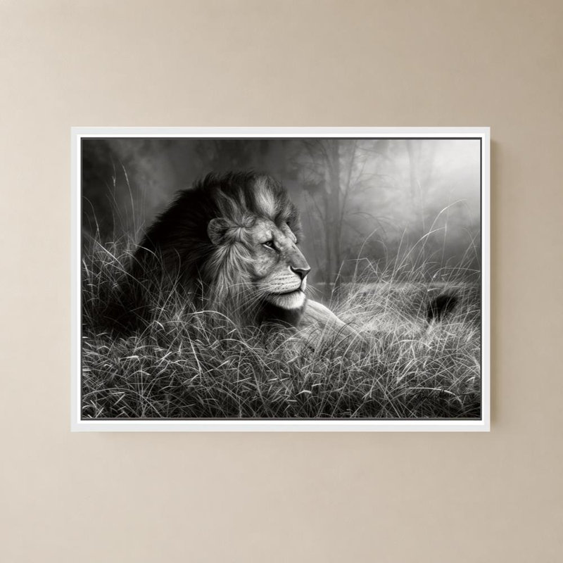 «Majestic King» par Ruane Manning, impression sur toile, H 24 po x l 36 po, Cadre flottant biseauté, Blanc
