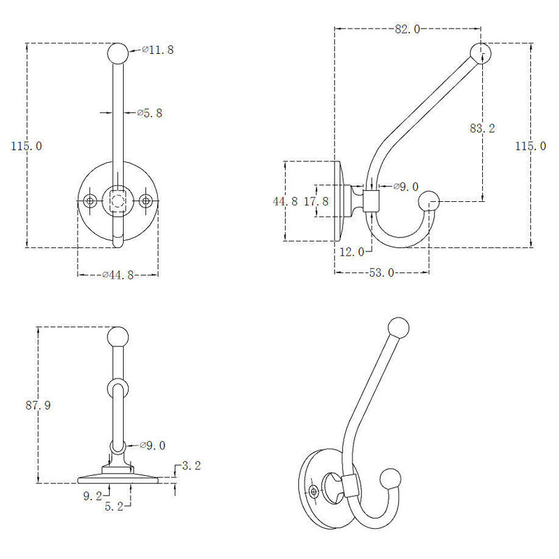 Classic Metal Wall Hook, Oil-Rubbed Bronze