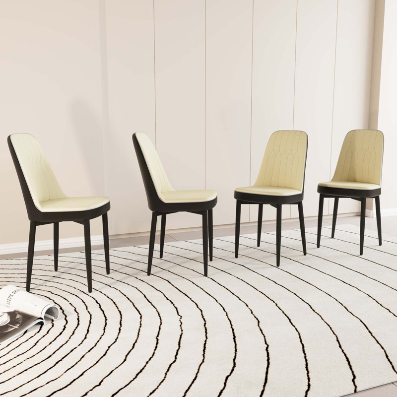 Chaise en polyuréthane, 4, Beige/noir
