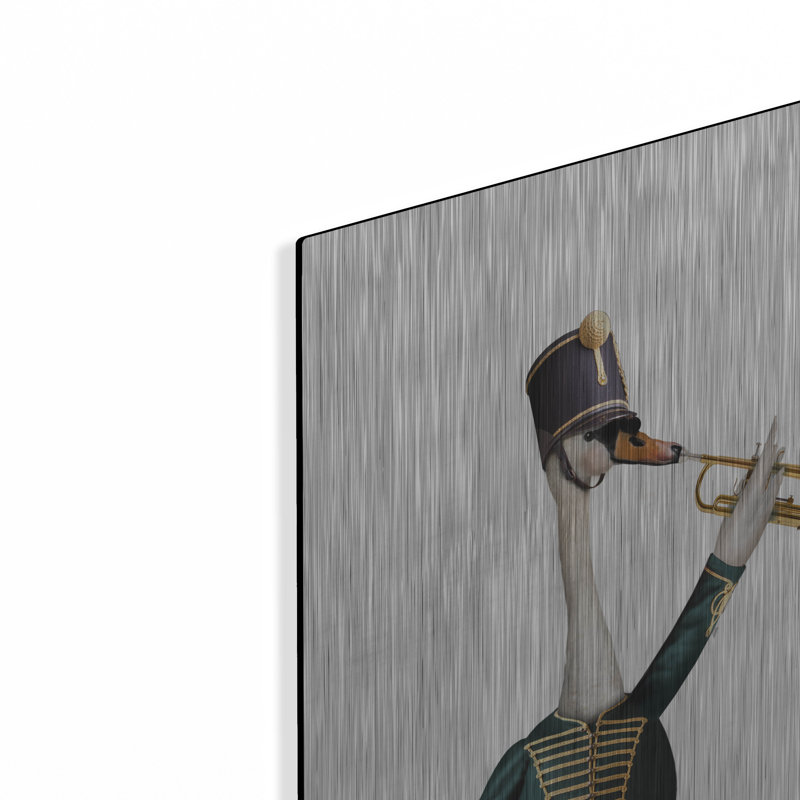 Art mural en métal luxueux «Trumpeter Duck» par John Hovenstine, 16 po x 24 po, H 24 po x l 16 po
