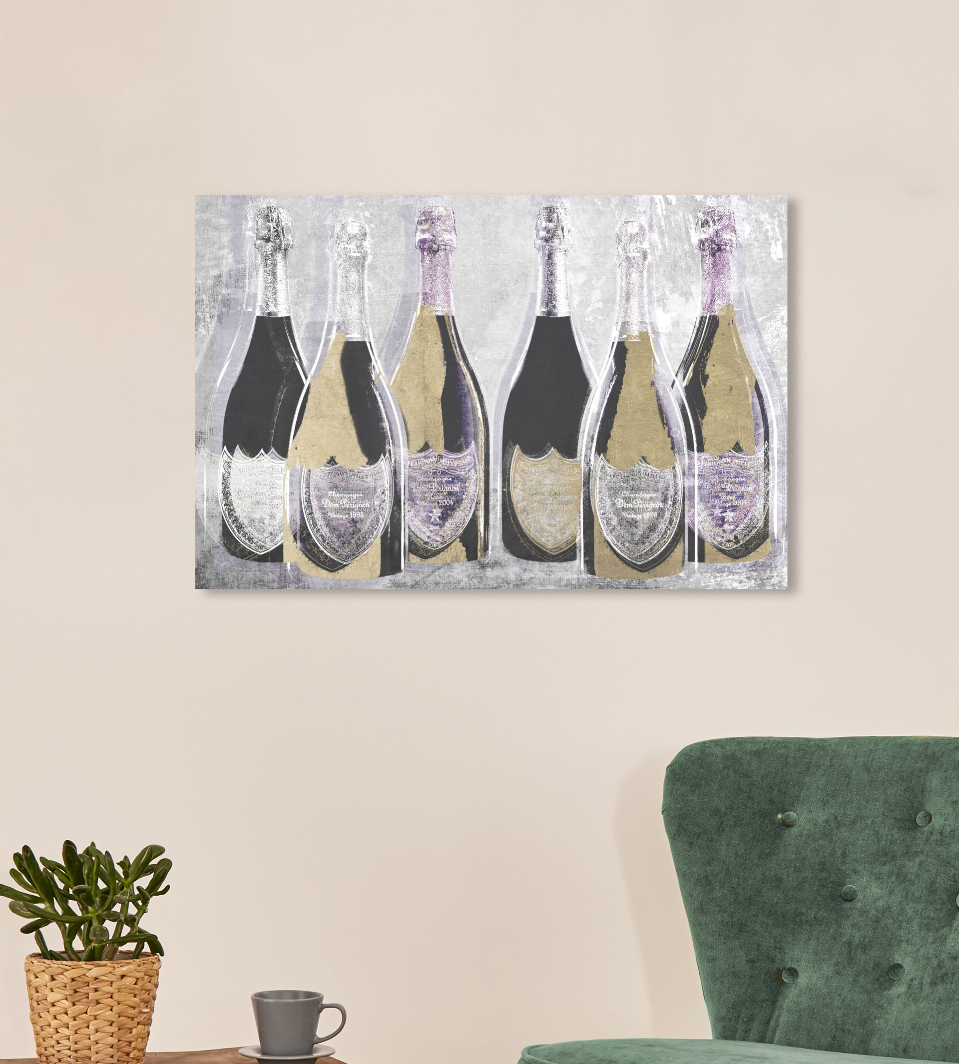 Drinks and Spirits Champagne Bottle Eye Chart - Wrapped Canvas Graphic Art Print Oliver Gal Size: 36 H x 24 W