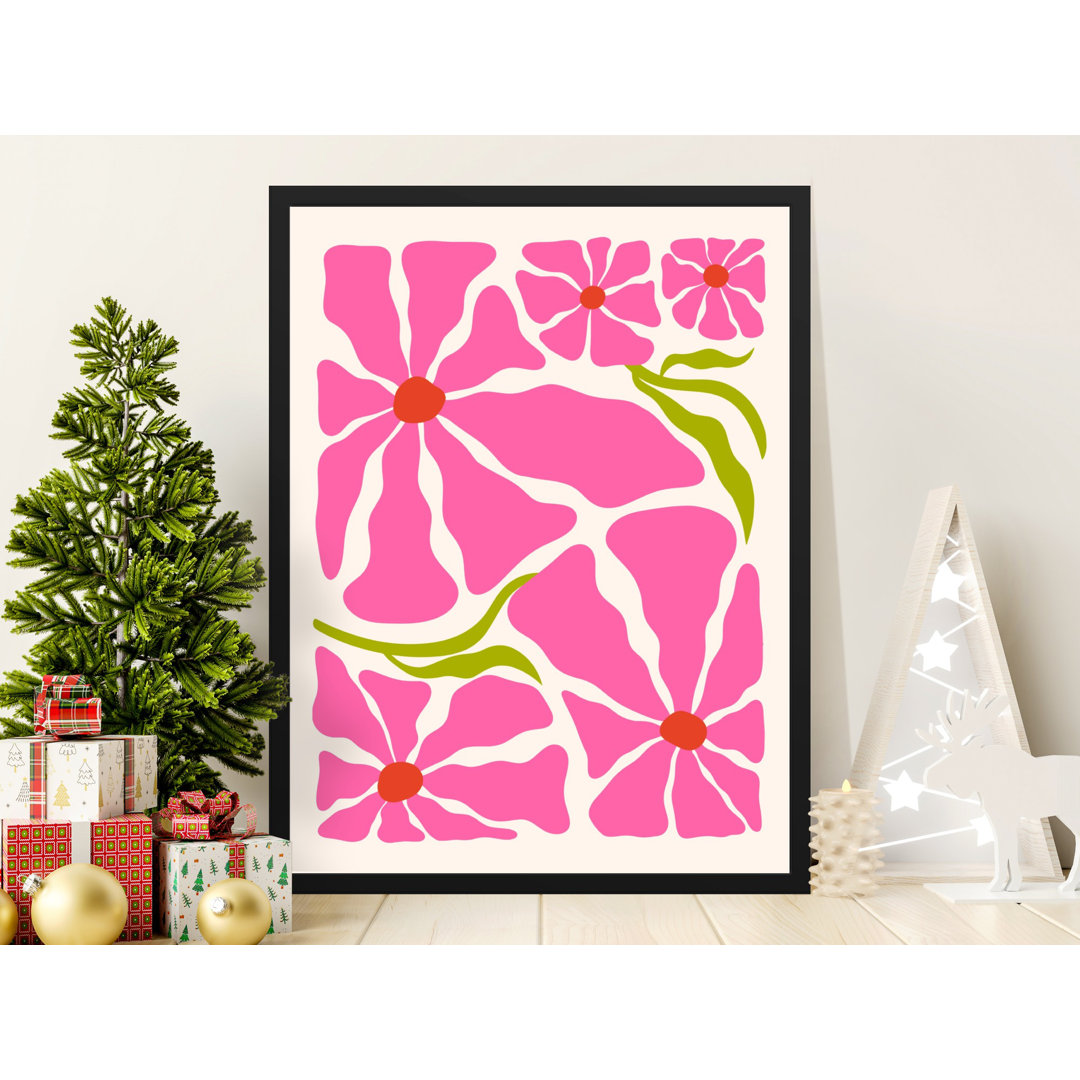 Abstract Floral Illustration Pink Flower Power Style Colletti