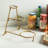 3 Tier Serving Stand Oval Serving Bowl With Metal Rack, Tied Serving Tray Food Display Dessert Appetizer, Serving Bowl Fruit Chip Dip Bowl Set For Parties, Gold