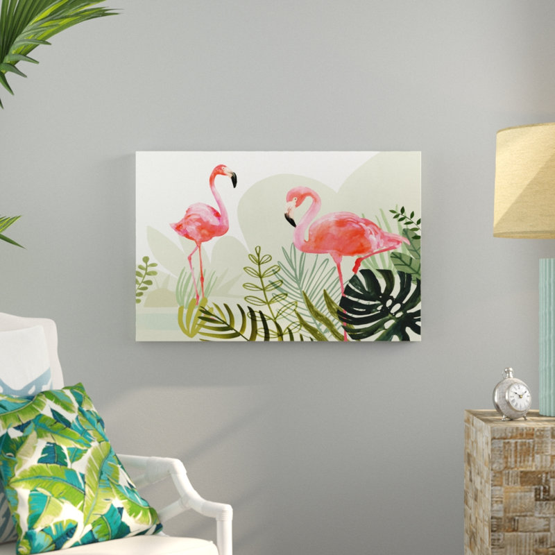 Flamingo Forest Collection A by Victoria Borges - Painting, 61cm H x 91cm W, Wrapped Canvas