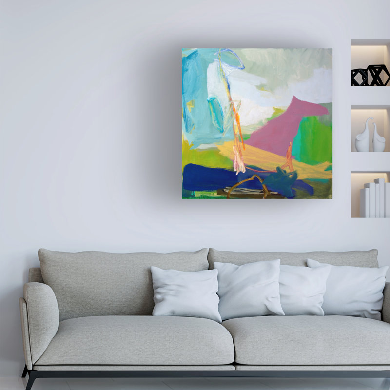 Gorée, terre abstraite avec chien sur toile, H 14 po x l 14 po x P 2 po