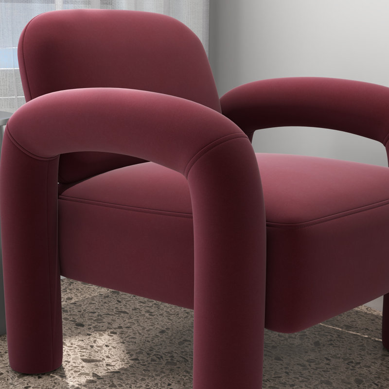 Fauteuil Iryanna, Velours rouge, 1