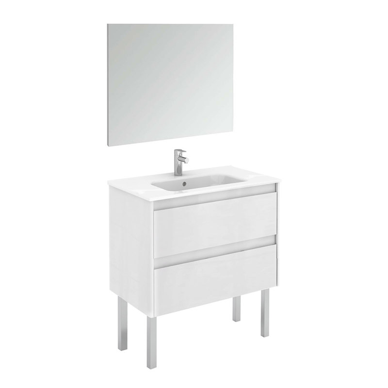 Ambra 31.7'' W Single Vanity with Mirror, Matte White