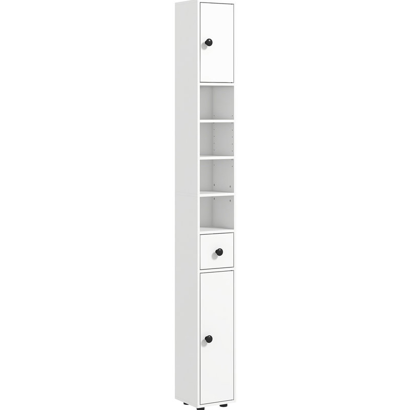 Armoire de salle de bain blanche de 69,62 po de hauteur avec conception étroite et tablettes réglables pour un rangement supplémentaire dans la salle de bain, la cuisine, le couloir, le salon, l 7,77 po x H H, blanc