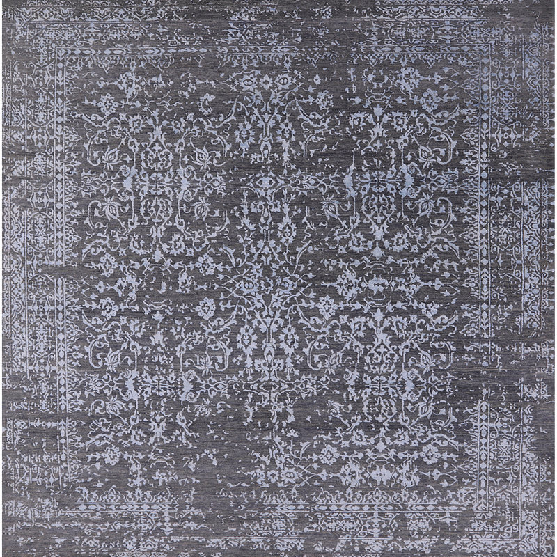 Tapis oriental bleu / gris Hamersville, Carré 4 pi