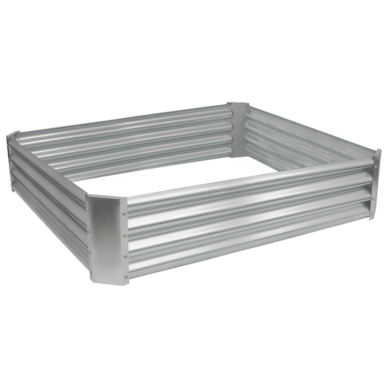 Harbour Housewares - Square Galvanised Steel Raised Garden Bed Planter - 120cm x 120cm, Silver