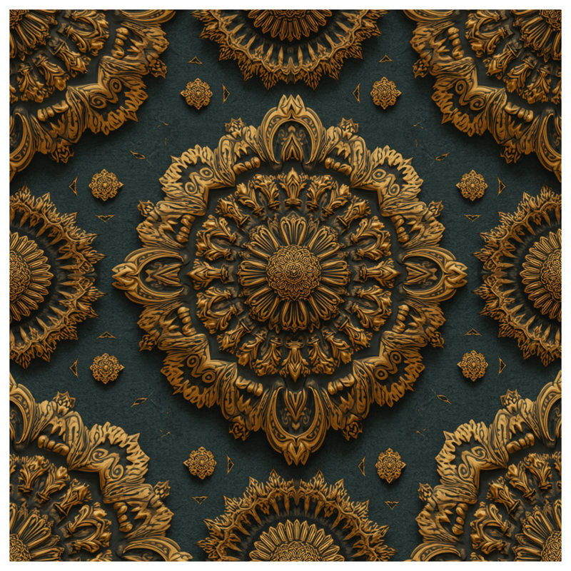 Toile de galerie de mandala complexe en bronze dans de nombreuses tailles, 32 po x 32 po