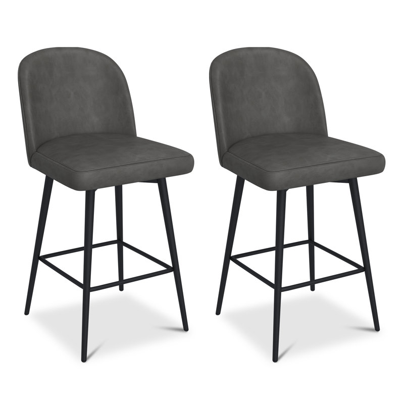 Counter Height Bar Stools Set Of 3, Upholstered Swivel Bar Stools With Back And Metal Legs, 26" Seat Height Kitchen Counter Stool Chairs With Footrest