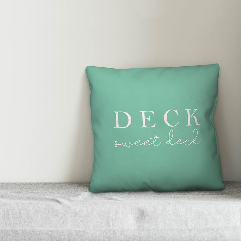 Textual Outdoor Throw Pillow, 16" H x 16" W, Mint Green