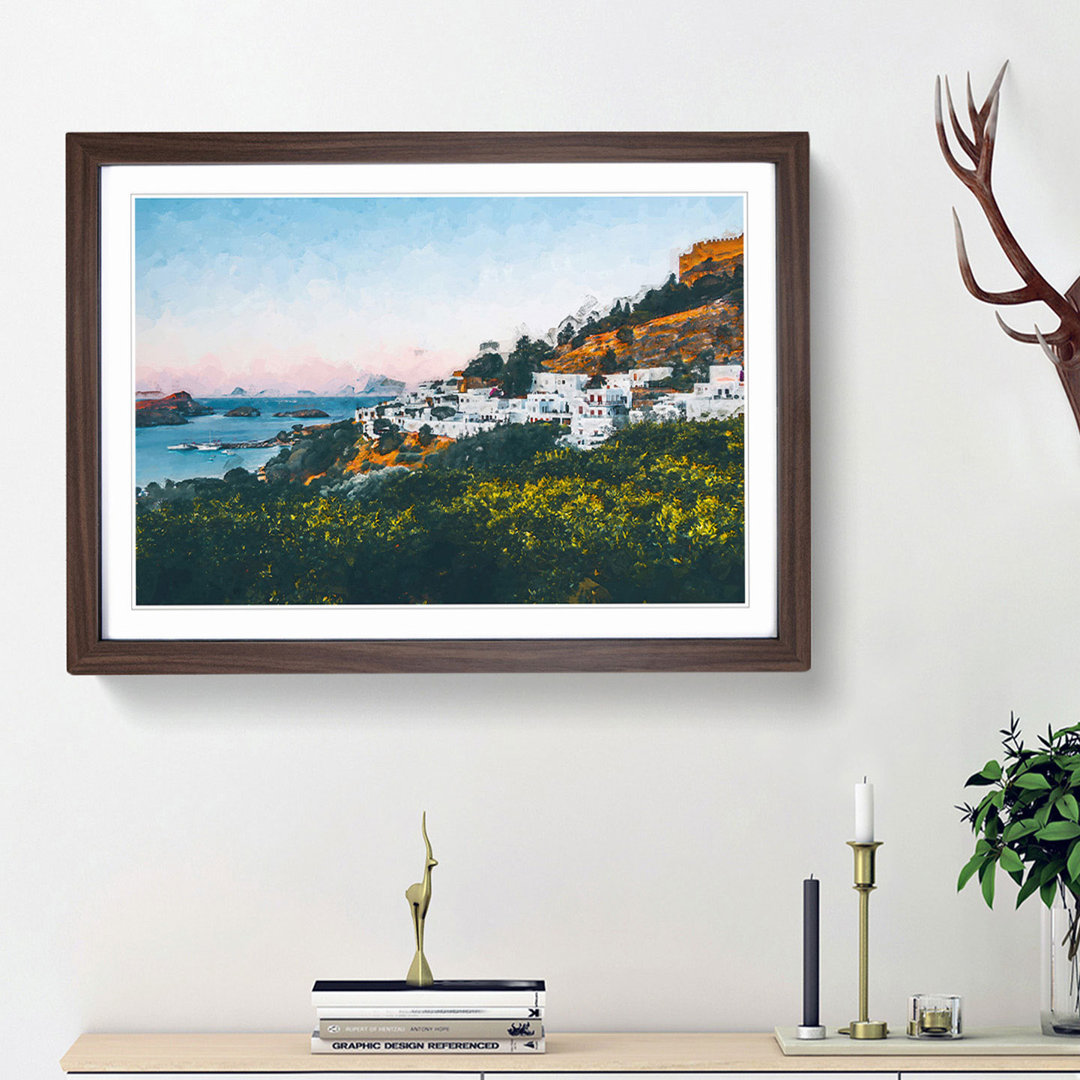 The Island of Rhodes in Greece in Abstract - Picture Frame Graphic Art Print