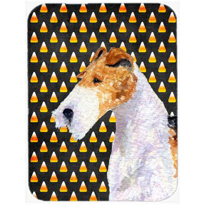 Caroline's Treasures Halloween Candy Corn Fox Terrier Portrait Glass Cutting Board