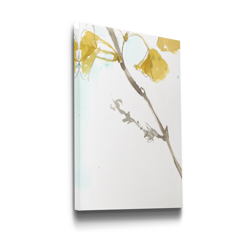 Reproduction d’art sur toile tendue « Ginkgo on Dusty Teal VI », H 12 po x l 8 po x P 1 po
