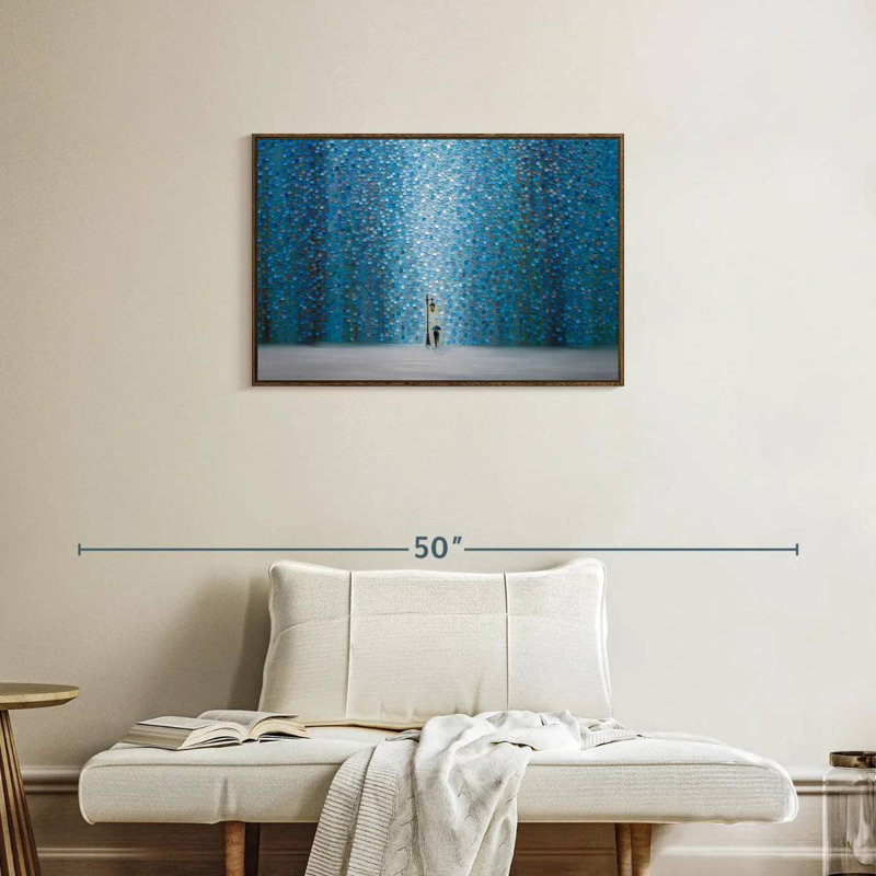 Pluie nocturne, Cadre flottant noyer, 31 po x 21 po