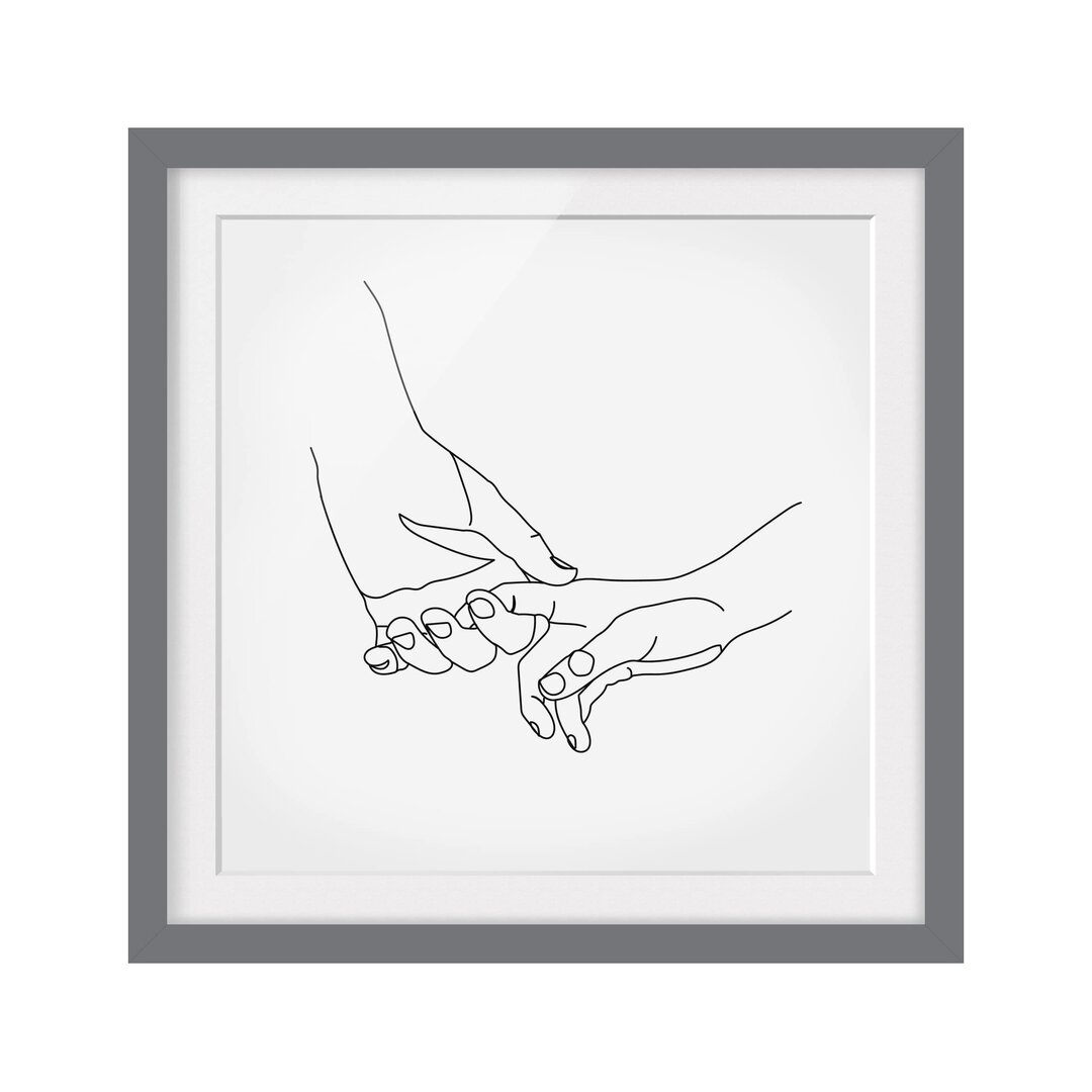 Gerahmtes Poster Tender Hands Line Art