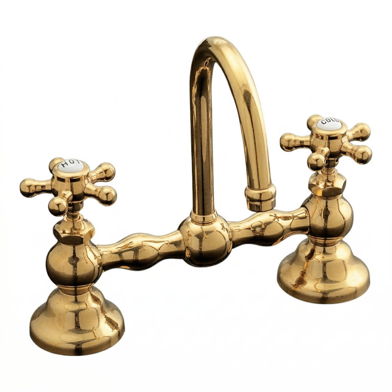 Robinet de salle de bain à 2 poignées avec drain, Supercoat laiton