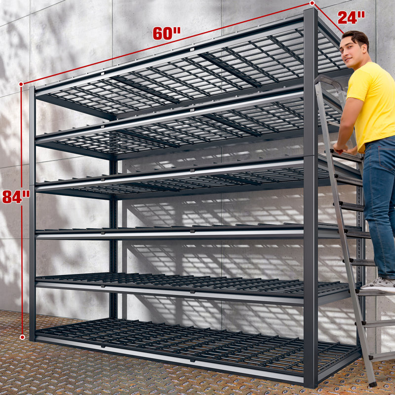 3500 LBS Heavy Duty Metal Storage Shelves, Steel Shelving Unit For Garage, 84" H x 60" W x 24" D