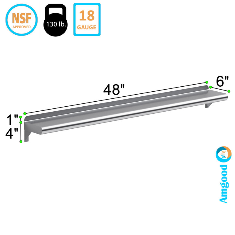 6 po X 48 po Tablette murale en acier inoxydable