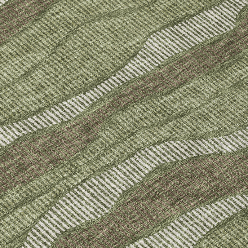 Machine Washable Indoor/Outdoor Chantille ACN2849 Stripes Rug, 3' x 5', Olive