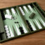 Ensemble de backgammon en cuir vert et blanc - Jeu de société de luxe