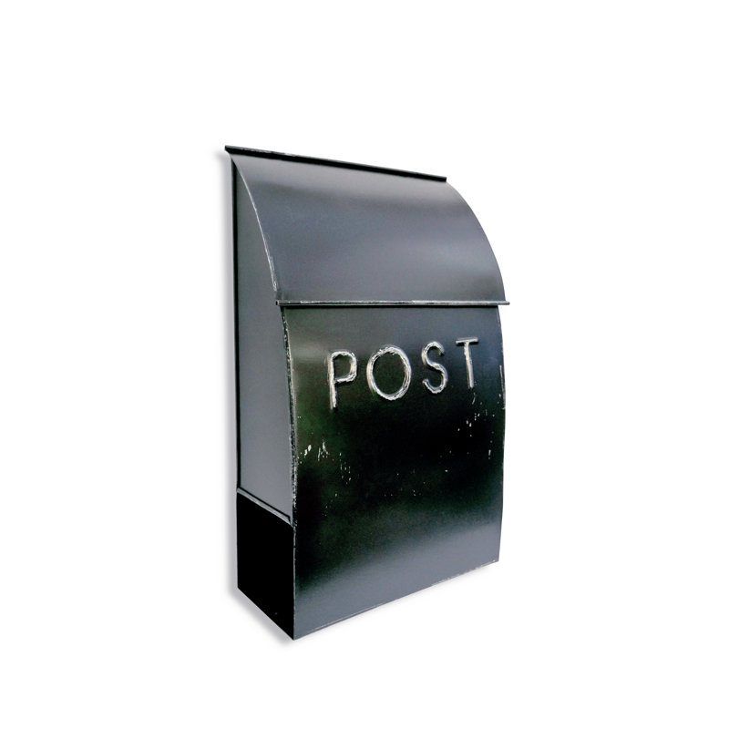 Rustic Black Steel Wall Mounted Mailbox with Newspaper Holder