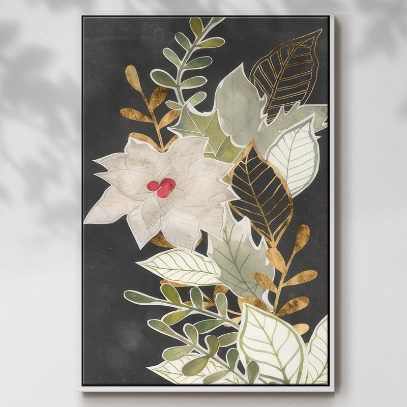 Gilded Christmas Collection B, reproduction d'art sur toile, H 25 po x l 17 po x P 1,5 po, Blanc